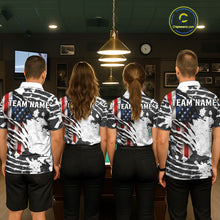 Load image into Gallery viewer, US Flag 8 Ball Men Billiard Team Shirt Custom Patriotic Pool Polo &amp; 1/4-Zip Billiard Attire NYN2378