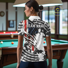 Load image into Gallery viewer, US Flag 8 Ball Women Billiard Team Shirt Custom Patriotic Pool Polo &amp; 1/4-Zip Billiard Attire NYN2378