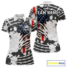 Load image into Gallery viewer, US Flag 8 Ball Women Billiard Team Shirt Custom Patriotic Pool Polo &amp; 1/4-Zip Billiard Attire NYN2378