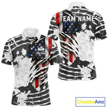 Load image into Gallery viewer, US Flag 8 Ball Men Billiard Team Shirt Custom Patriotic Pool Polo &amp; 1/4-Zip Billiard Attire NYN2378