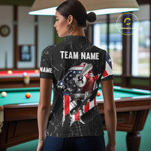 Load image into Gallery viewer, Torn US Flag Grunge Pool 8 Ball Women Billiard Team Shirt Custom Polo &amp; 1/4-Zip Billiard Attire NYN2379