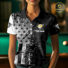 Load image into Gallery viewer, US Flag Grunge 9 Ball Pool Women Billiard Team Shirt Personalized Polo &amp; 1/4-Zip Billiard Gifts NYN2380