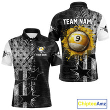 Load image into Gallery viewer, US Flag Grunge 9 Ball Pool Men Billiard Team Shirt Personalized Polo &amp; 1/4-Zip Billiard Gifts NYN2380