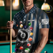 Load image into Gallery viewer, Watering 8 Ball Men Billiard Polo &amp; 1/4-Zip Shirt Custom US Flag Pool Billiard Team Apparel NYN2384