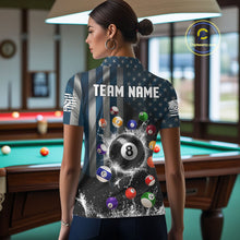 Load image into Gallery viewer, Watering 8 Ball Women Billiard Polo &amp; 1/4-Zip Shirt Custom US Flag Pool Billiard Team Apparel NYN2384