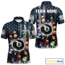 Load image into Gallery viewer, Watering 8 Ball Men Billiard Polo &amp; 1/4-Zip Shirt Custom US Flag Pool Billiard Team Apparel NYN2384