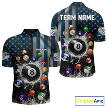 Load image into Gallery viewer, Watering 8 Ball Men Billiard Polo &amp; 1/4-Zip Shirt Custom US Flag Pool Billiard Team Apparel NYN2384