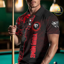 Load image into Gallery viewer, Red Grunge Splatter 8 Ball Pool Men Billiard Polo &amp; 1/4-Zip Shirt Personalized Billiard Gifts NYN2391