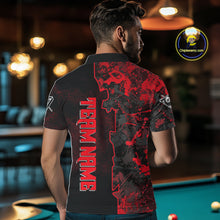 Load image into Gallery viewer, Red Grunge Splatter 8 Ball Pool Men Billiard Polo &amp; 1/4-Zip Shirt Personalized Billiard Gifts NYN2391