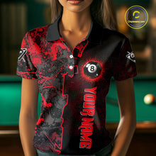 Load image into Gallery viewer, Red Grunge Splatter 8 Ball Pool Women Billiard Polo &amp; 1/4-Zip Shirt Personalized Billiard Gifts NYN2391