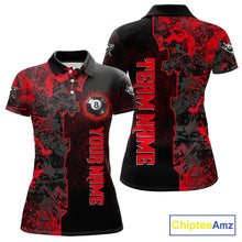 Load image into Gallery viewer, Red Grunge Splatter 8 Ball Pool Women Billiard Polo &amp; 1/4-Zip Shirt Personalized Billiard Gifts NYN2391