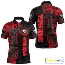 Load image into Gallery viewer, Red Grunge Splatter 8 Ball Pool Men Billiard Polo &amp; 1/4-Zip Shirt Personalized Billiard Gifts NYN2391