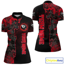 Load image into Gallery viewer, Red Grunge Splatter 8 Ball Pool Women Billiard Polo &amp; 1/4-Zip Shirt Personalized Billiard Gifts NYN2391