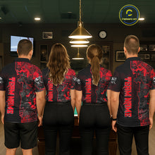 Load image into Gallery viewer, Red Grunge Splatter 8 Ball Pool Men Billiard Polo &amp; 1/4-Zip Shirt Personalized Billiard Gifts NYN2391
