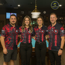 Load image into Gallery viewer, Red Grunge Splatter 8 Ball Pool Men Billiard Polo &amp; 1/4-Zip Shirt Personalized Billiard Gifts NYN2391