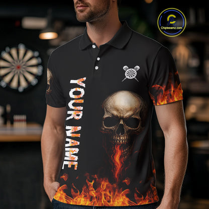 Custom Fire Skull Multi-Flame Dartboard Dart Shirts For Men, Dart Team Jerseys NYN0087