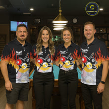 Load image into Gallery viewer, Flaming 8 Ball &amp; 9 Ball Billiard Jerseys For Women Custom Pool Cue Billiards Team Jersey NYN2320