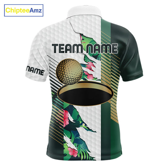 Mens Tropical Golf Shirts Monstera Pattern Golf Clothing Custom Green Golf Polo, Golf Upf Shirts NYN2996