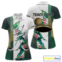 Load image into Gallery viewer, Womens Tropical Golf Shirts Monstera Pattern Golf Clothing Custom Green Golf Polo, Golf Upf Shirts NYN2996