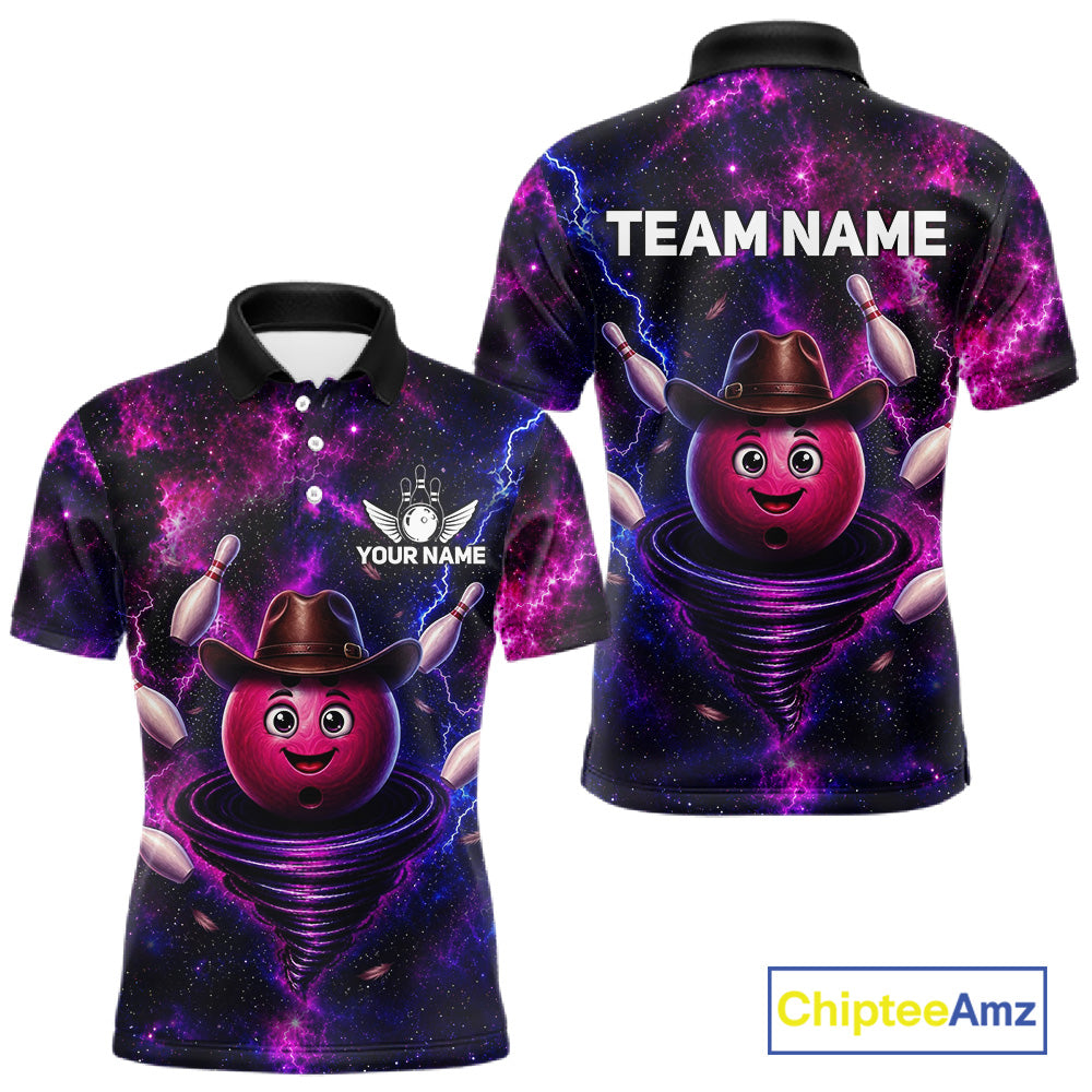Funny Cowboy Bowling Ball Shirt For Men Custom Galaxy Tornado Bowling Team Jersey
