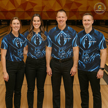 Load image into Gallery viewer, Bowling team wearing matching blue lightning jerseys during championship competition, representing unity, teamwork, discipline and competitive excellence.