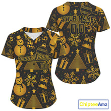 Load image into Gallery viewer, Custom Black &amp; Gold Funny Christmas Baseball Shirt For Women Xmas Baseball Jerseys NYN1573