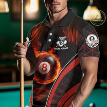 Load image into Gallery viewer, Red Flames Pool 8 Ball Men Billiard Polo &amp; 1/4-Zip Shirts Custom Billiard Team Shirt Designs NYN2404
