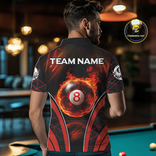 Load image into Gallery viewer, Red Flames Pool 8 Ball Men Billiard Polo &amp; 1/4-Zip Shirts Custom Billiard Team Shirt Designs NYN2404