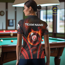 Load image into Gallery viewer, Red Flames Pool 8 Ball Women Billiard Polo &amp; 1/4-Zip Shirts Custom Billiard Team Shirt Designs NYN2404