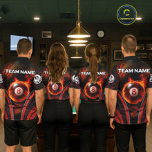 Load image into Gallery viewer, Red Flames Pool 8 Ball Men Billiard Polo &amp; 1/4-Zip Shirts Custom Billiard Team Shirt Designs NYN2404