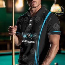 Load image into Gallery viewer, Black &amp; Blue Crown 8 Ball Pool Billiard Apparel For Men Custom Billiard Team Shirt Designs NYN2407
