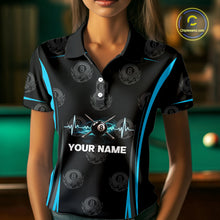 Load image into Gallery viewer, Black &amp; Blue Crown 8 Ball Pool Billiard Apparel For Women Custom Billiard Team Shirt Designs NYN2407