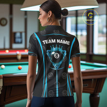 Load image into Gallery viewer, Black &amp; Blue Crown 8 Ball Pool Billiard Apparel For Women Custom Billiard Team Shirt Designs NYN2407