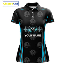Load image into Gallery viewer, Black &amp; Blue Crown 8 Ball Pool Billiard Apparel For Women Custom Billiard Team Shirt Designs NYN2407