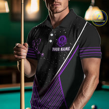 Load image into Gallery viewer, Purple Flames Smoke 8 Ball Pool Men Billiard Polo &amp; 1/4-Zip Attire Custom Billiard Shirt Designs NYN2409