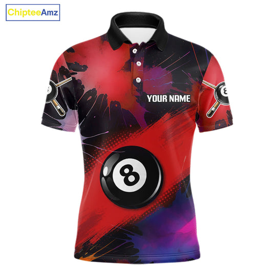 Grunge Paint Splatter Pink Ball 8 Billiard Shirts For Men Personalized Billiard Attire Gifts NYN2789