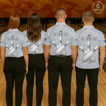 Load image into Gallery viewer, Silver And Red Bowling Custom Bowling Polo &amp; Quarter Zip Team Shirts, Women Bowling Outfit Jersey NYN3021