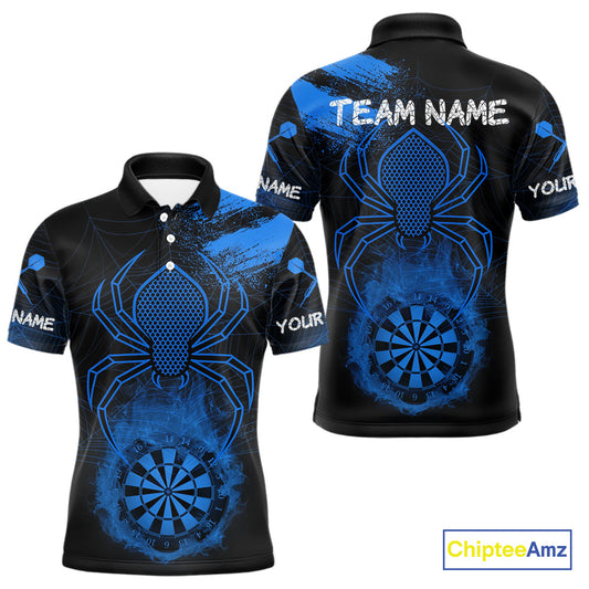 Blue Spider Men's Grunge Darts Shirt Smoke Dartboard - Custom Name For Darts Jersey NYN0468