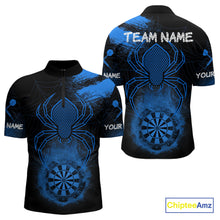 Load image into Gallery viewer, Blue Spider Men's Grunge Darts Shirt Smoke Dartboard - Custom Name For Darts Jersey NYN0468