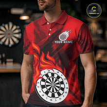 Load image into Gallery viewer, Custom Red Flaming White Dartboard Dart Polo Shirt For Men Outfits Dart Jerseys NYN1609