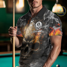 Load image into Gallery viewer, Fire Flame Skull Balls Billiard Shirt For Men Custom Smoke Ball 8 Pool Billiard Team Shirts NYN2414