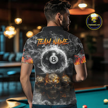Load image into Gallery viewer, Fire Flame Skull Balls Billiard Shirt For Men Custom Smoke Ball 8 Pool Billiard Team Shirts NYN2414