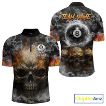 Load image into Gallery viewer, Fire Flame Skull Balls Billiard Shirt For Men Custom Smoke Ball 8 Pool Billiard Team Shirts NYN2414