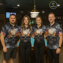 Load image into Gallery viewer, Fire Flame Skull Balls Billiard Shirt For Men Custom Smoke Ball 8 Pool Billiard Team Shirts NYN2414