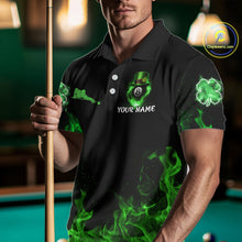 Load image into Gallery viewer, Shamrock 8 Ball Pool Polo &amp; 1/4-Zip Shirt Personalized Men Patrick's Day Billiard Attire Gifts NYN2421