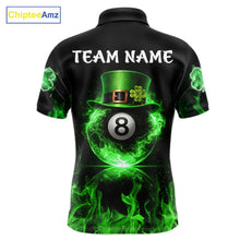 Load image into Gallery viewer, Shamrock 8 Ball Pool Polo &amp; 1/4-Zip Shirt Personalized Men Patrick's Day Billiard Attire Gifts NYN2421