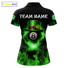 Load image into Gallery viewer, Shamrock 8 Ball Pool Polo &amp; 1/4-Zip Shirt Personalized Women Patrick's Day Billiard Attire Gifts NYN2421
