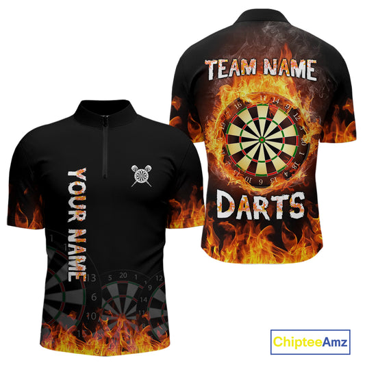 Fire Skull Multi-Flame Dartboard Custom Dart Shirts For Men, Dart Team Jerseys NYN0240