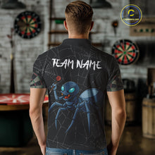 Load image into Gallery viewer, Gray Spider Webs Pattern Custom Aqua Blue Spider Dart Shirt For Men, Dart Jerseys NYN0245
