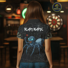Load image into Gallery viewer, Gray Spider Webs Pattern Custom Aqua Blue Spider Dart Shirt For Women, Dart Jerseys NYN0245